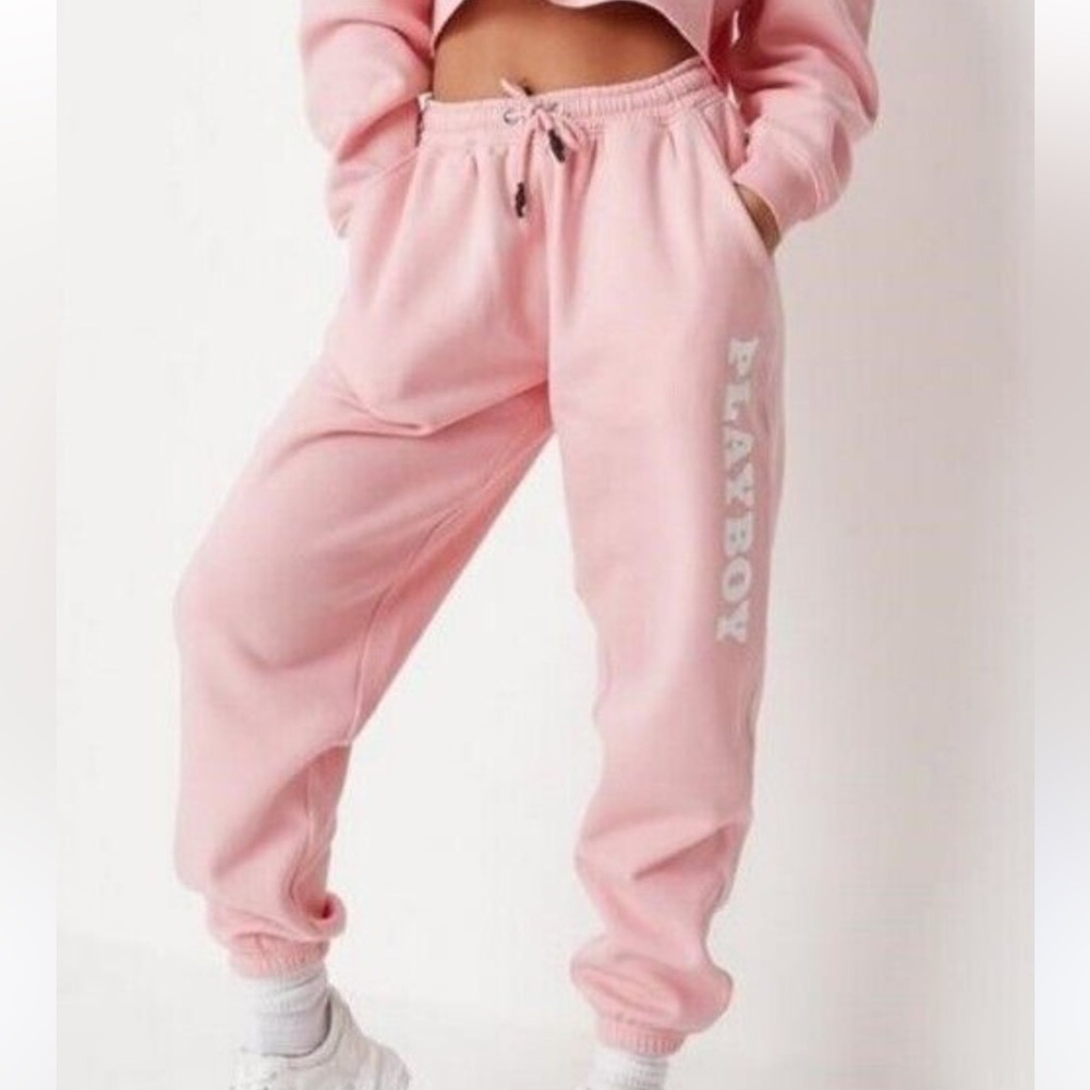 Missguided Women's Pink Playboy Co-ord joggers Size 2